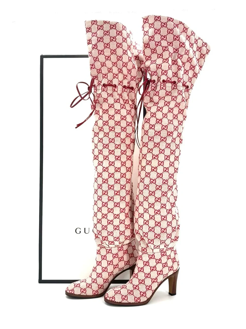 Gucci Lisa GG Monogram Slouch Thigh High Boots 37